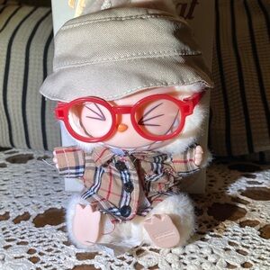 LABUBU clothes, Cute with Red Glasses and Plaid button look shirt,hat NO DOLL